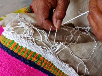 Granny knitting dari jaali at home | living room rug finishing with flowers | punjabi culture