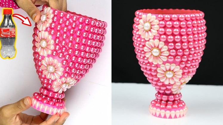 How to make a plastic bottle flower vase for home decoration | Plastic Bottle Craft