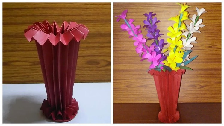 How to make beautiful Paper Flower Vase (DIY  Paper Art)