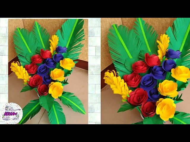 How to make Beautiful Paper Flower Bouquet | Paper Flower Bouquet Wrapping Tutorial | Flower Bouquet