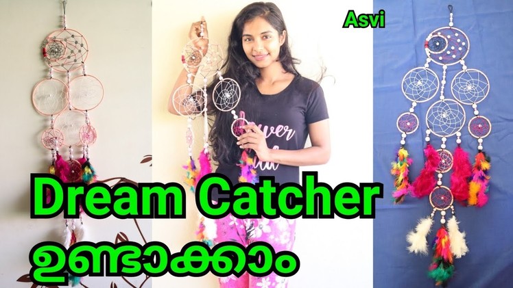 How to make dream catcher at home in malayalam|Less than 200 rs|Easy craft in malayalam|Asvi