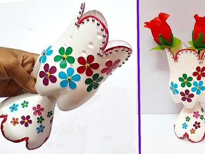 How to make New Design Flower vase from plastic bottle at home |Best out of waste Flower vase.pot