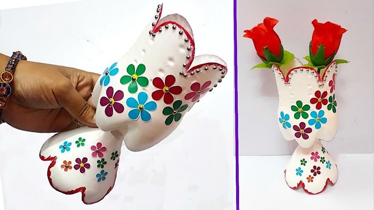 How to make New Design Flower vase from plastic bottle at home |Best out of waste Flower vase.pot