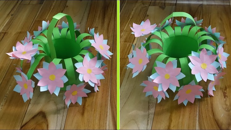How To Make Paper Flower Basket - DIY Easy flowers for beginners making