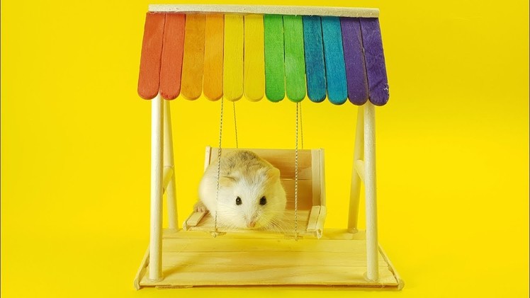 How To Make Rainbow Popsicle Stick Swing ????Easy DIY Hamster - Hamster's Island