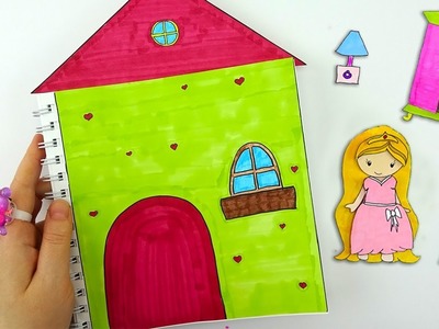 QUIET BOOK FOR PAPER DOLLS ???? How to draw bedroom for paper doll