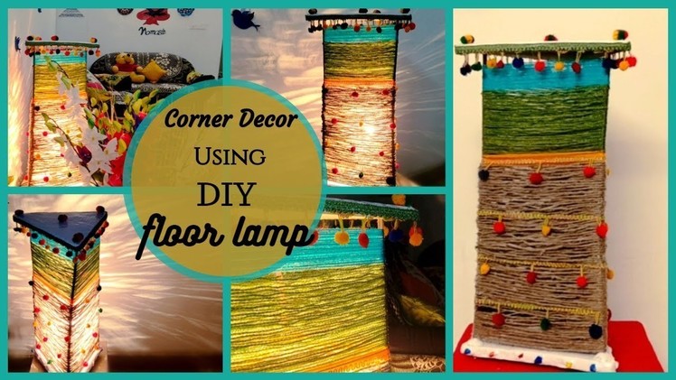 Traditional style Floor Lamp || How to make a lampshade from waste material||corner decor