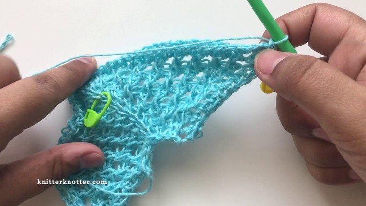 Tunisian Crochet Tutorial - Ruffled Waters Shawl - Edging with gradient yarn - Right handed