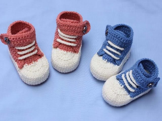 Crochet Baby Sneakers Shoes.Convers Booties pattern.Baby Crochet Lace up Booties Pattern