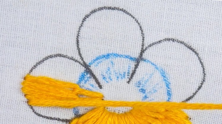 Hand embroidery easy long lazy daisy cute flower making idea for beginners