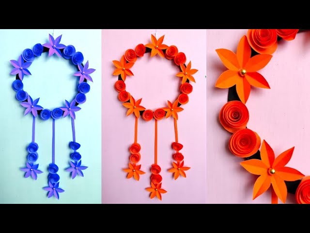 Home Decorating || paper Flower Wall Hanging Craft Ideas || DIY Wall Hanging Home Decor || Art Ideas