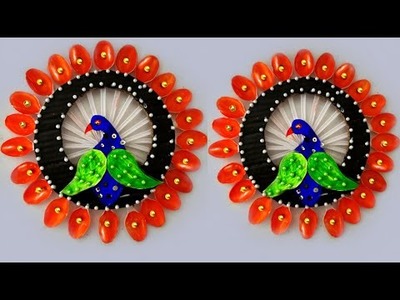 How to make beautiful wall decoration peacock craft with paper. art and craft. peacock crafts