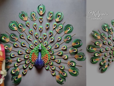 Peacock Wall Hanging Craft.Clay Mural.Amazing Wall Hanging Craft Ideas.Cardboard crafts.Wall decor