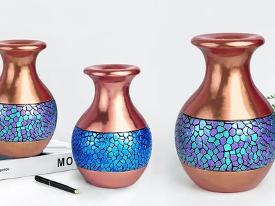 Stylist Flower Vase making || Cement flower vase - Gypsum flower vase || Paper flower vase making