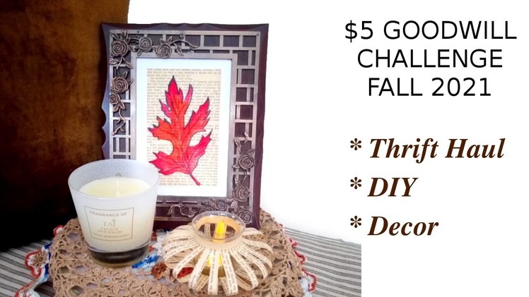 $5 Goodwill Challenge FALL 2021 Thrift Haul + DIY + Decor. Old Book Page Art. Vlogtember 2021