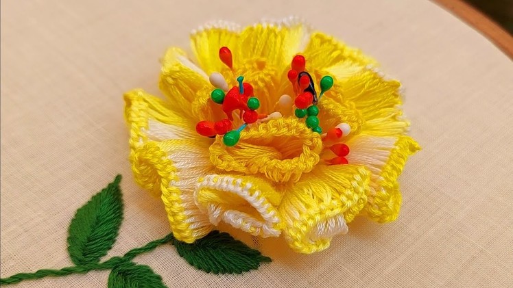 Amazing flower with new trick|hand embroidery|hand craft