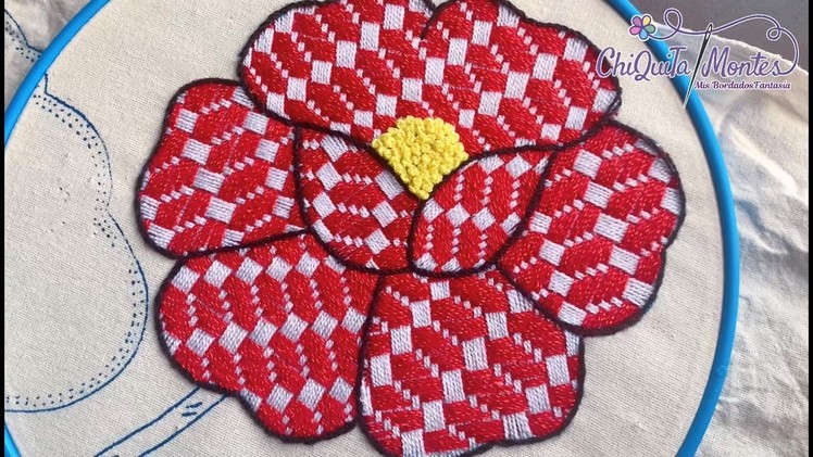 Bordado Fantasía Flor 44. Hand Embroidery Flower ???? with Fantasy Stitch