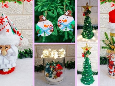 DIY 5 low Budget Christmas Decoration ideas at home | Best out of waste Christmas craft ideas????77