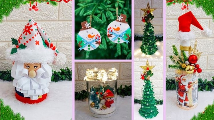 DIY 5 low Budget Christmas Decoration ideas at home | Best out of waste Christmas craft ideas????77