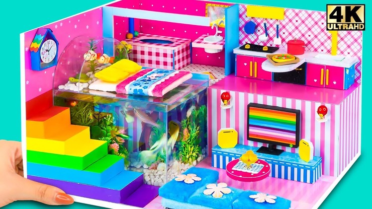DIY Miniature Cardboard House #0420 ❤️ Build Bedroom Aquarium, Mini Kitchen, Bathroom from Cardboard