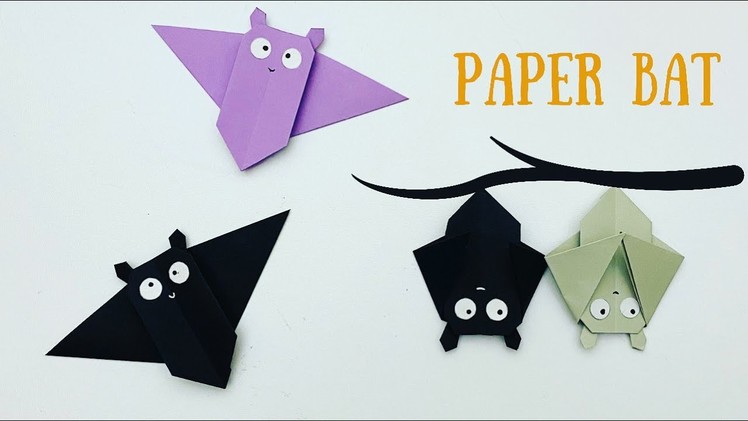 DIY Paper Origami Bat For Kids. Halloween Paper Crafts. Paper Craft Easy. KIDS crafts. Paper Bat