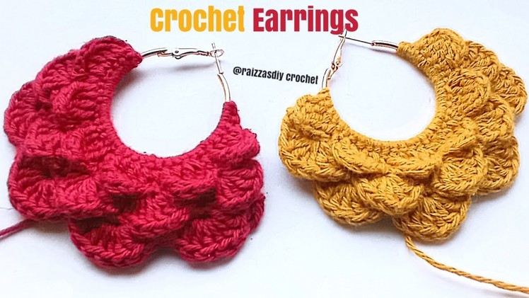 Diy stylish hoop earrings|super cute crochet earrings step by step Tutorial beginners friendly
