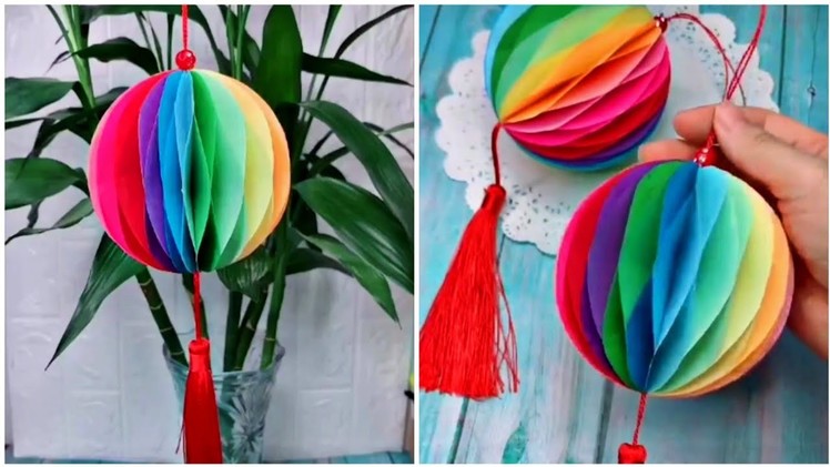 DIYl-Paper colour ball.Paper ball easy.Paper crafts wallmate kagojer bol banano