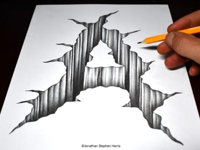 Drawing Cracked A Hole | Anamorphic Optical Illusion. 3D Trick Art
