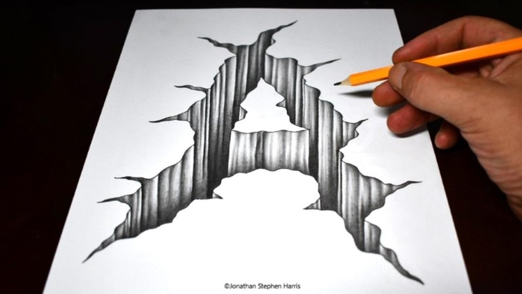 Drawing Cracked A Hole | Anamorphic Optical Illusion. 3D Trick Art