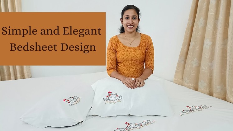 Easy and Elegant Bedsheet Design | Hand embroidery bedsheet with blanket stitch | Malayalam