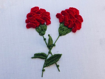 Hand Embroidery: Carnation Flower Embroidery