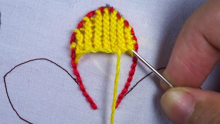Hand embroidery new braid plaited stitch amazing flower design, modern needle work