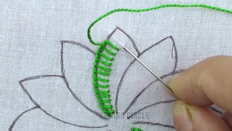 Hand Embroidery Raised Chain Stitch with Cross Stitch Variation, Amazing Flower Embroidery Design