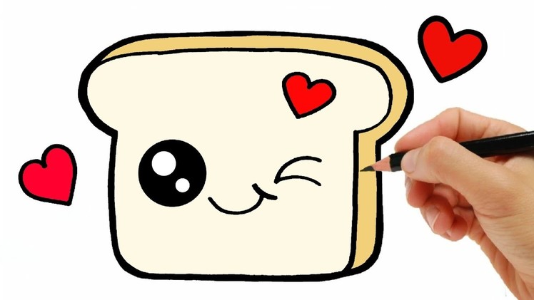 HOW TO DRAW A BREAD KAWAII EASY STEP BY STEP