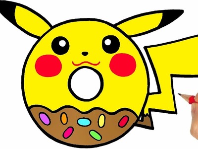 HOW TO DRAW A DONUT EASY - HOW TO DRAW PIKACHU EASY STEP BY STEP