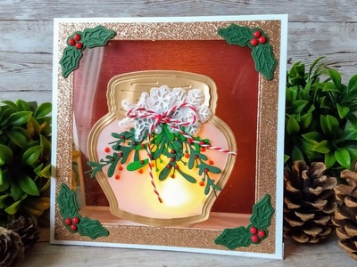 LET IT SHINE!! How to make a Festive tent card with battery tealight