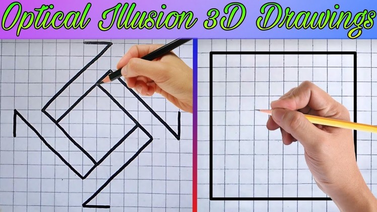 Optical Illusion 3D Drawings. Easy Drawing Tricks on Graph Paper | Ashar 2M