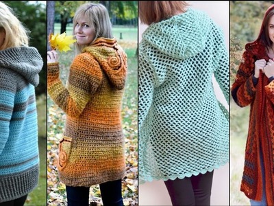 Beautiful crochet hodded Jacket Ideas.Latest #crochet hoodies #crochetcardigans