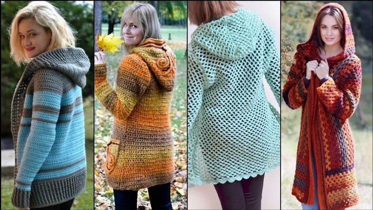 Beautiful crochet hodded Jacket Ideas.Latest #crochet hoodies #crochetcardigans