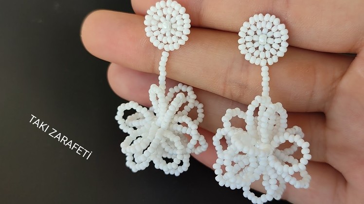 Boncuktan PonPon Küpe Yapımı. Making Pompom Earrings from Beads.DİY