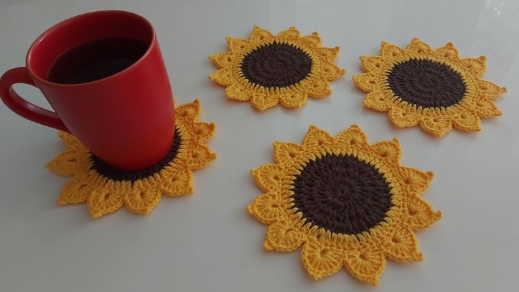 Crochet Knitting Sunflower Coasters Patterns For Beginners ~ amigurumi crochet sunflower