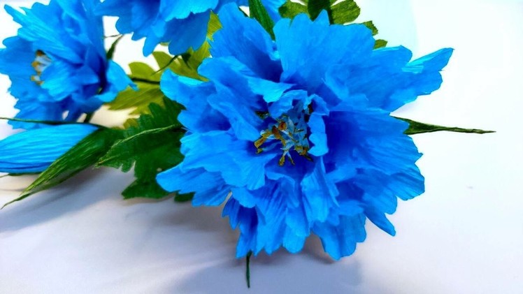 DIY Craft: Blue Crape Paper Flowers How To Make Crape Paper Flowers.  Membuat Bunga Dari Crape Paper