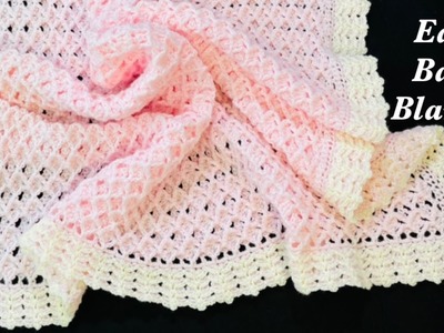 Easy crochet baby blanket with new crochet 3D fan stitch LEFT HAND TUTORIAL by crochet for Baby