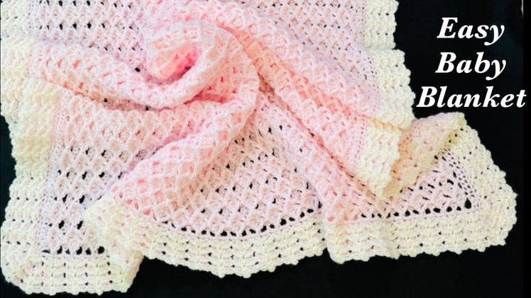 Easy crochet baby blanket with new crochet 3D fan stitch LEFT HAND TUTORIAL by crochet for Baby