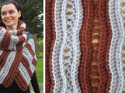 Elegant Stripes Shawl using Hue + Me By Lion Brand - Crochet Pattern & Tutorial