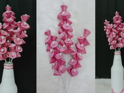 Foam Flowers DIY and Vases from Bottles Glass || Bunga Foam Glitter  Mutiara dan vas bunga