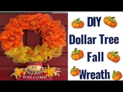 How To DIY  Fall Ruffle Deco Mesh Wreath Dollar Tree | Easy DIY Fall Wreath DECOR On A Budget