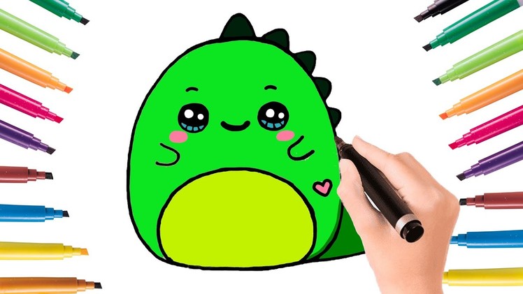 ???? How to draw a cute dinosaur? Easily and simply! A drawing for kids step by step ????