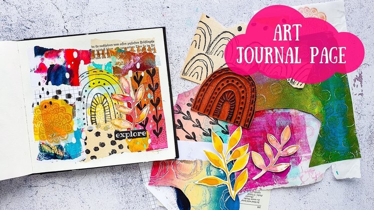 Mixed Media Art Journal Page with handmade Collage Papers