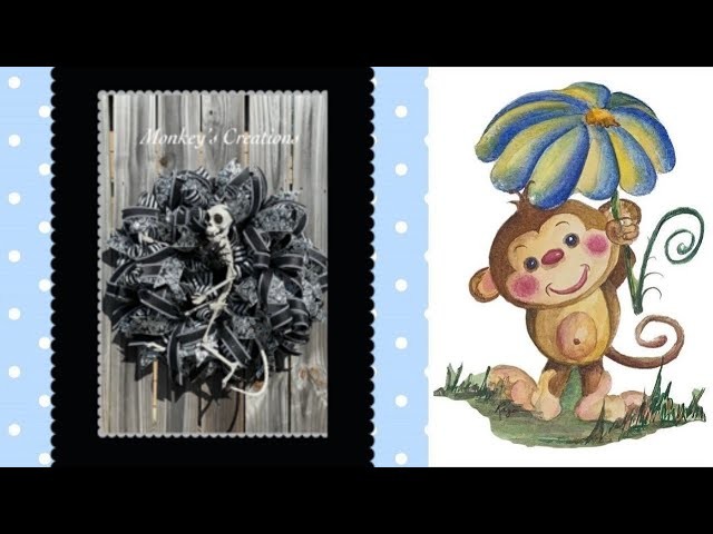 Monkey's Creations | Skeleton Wreath | Easy DIY Halloween Wreath | Live Replay